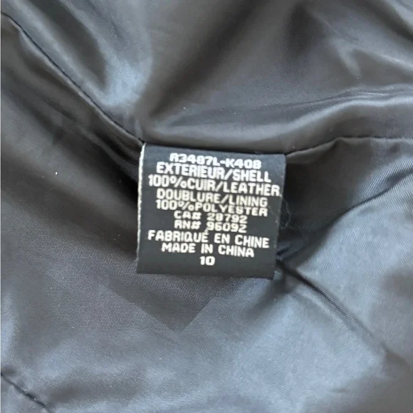 Renuar Black Leather Jacket, Size 10 - Picture 6 of 9